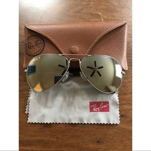 ray-ban large aviator polarized sunglasses, silver